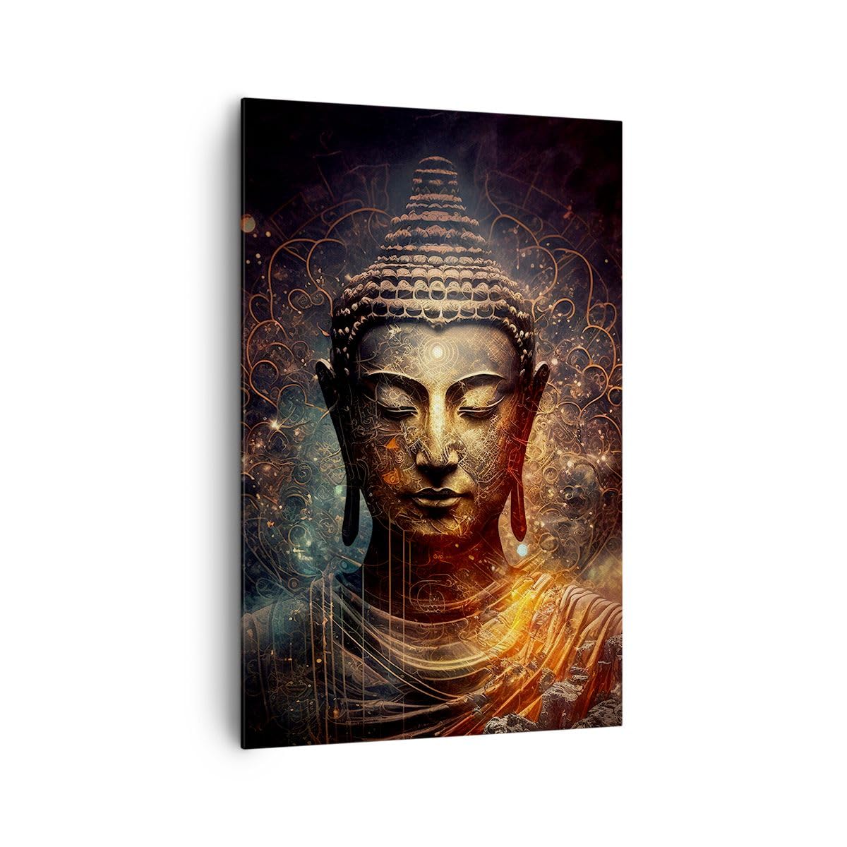 Cuadros Decoracion Salon Buda Meditación Religión Lienzos decorativos 80x120cm Cuadro Sobre Lienzo Moderno Vertical Dormitorio Cocina Cuadros Pared Imágenes Wall Art Prints Decor Grande PA80x120-5775