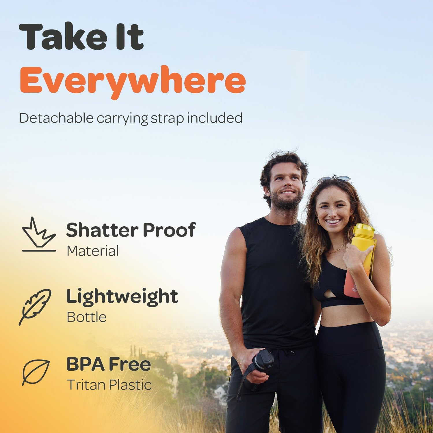 Hydracy Water Bottle with Time Marker -Large 32oz BPA Free Gradient Water Bottle - Leak Proof Gym Bottle with Fruit Infuser Strainer & Times to Drink -Ideal for Fitness Sports & Outdoors - Image 3