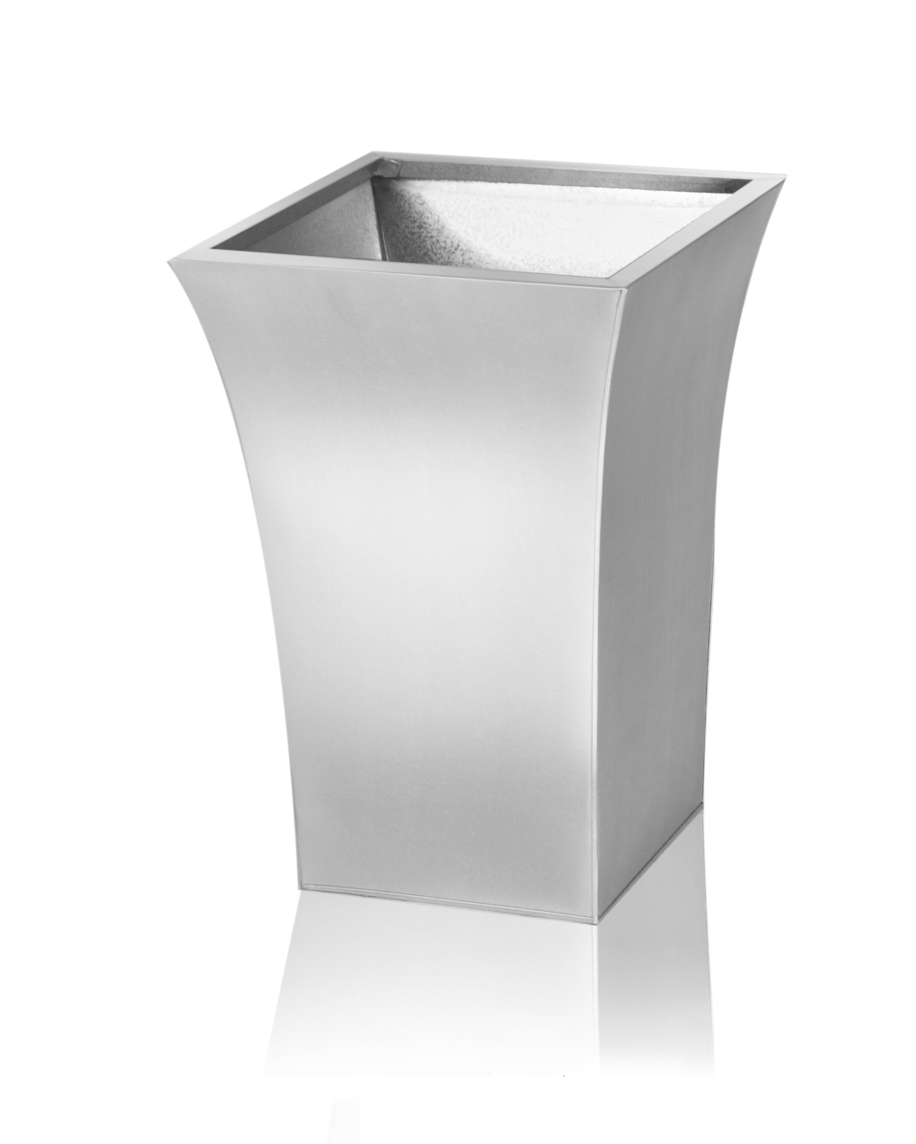 Primrose Zinc Galvanised Silver Flared Square Planter Pot 45cm x 30cm (17.7in x 11.8in)