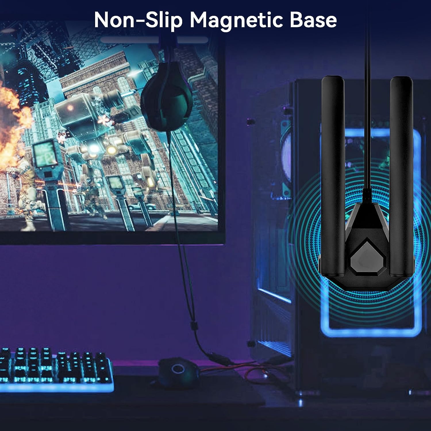 Tri Band Antena WiFi 6E 8dBi 2,4 GHz 5,8 GHz 6 GHz WLAN Z Podstawą Magnetyczną RP-SMA, Kompatybilna Z Bezprzewodowym Routerem Bluetooth, Kamera Bezpieczeństwa