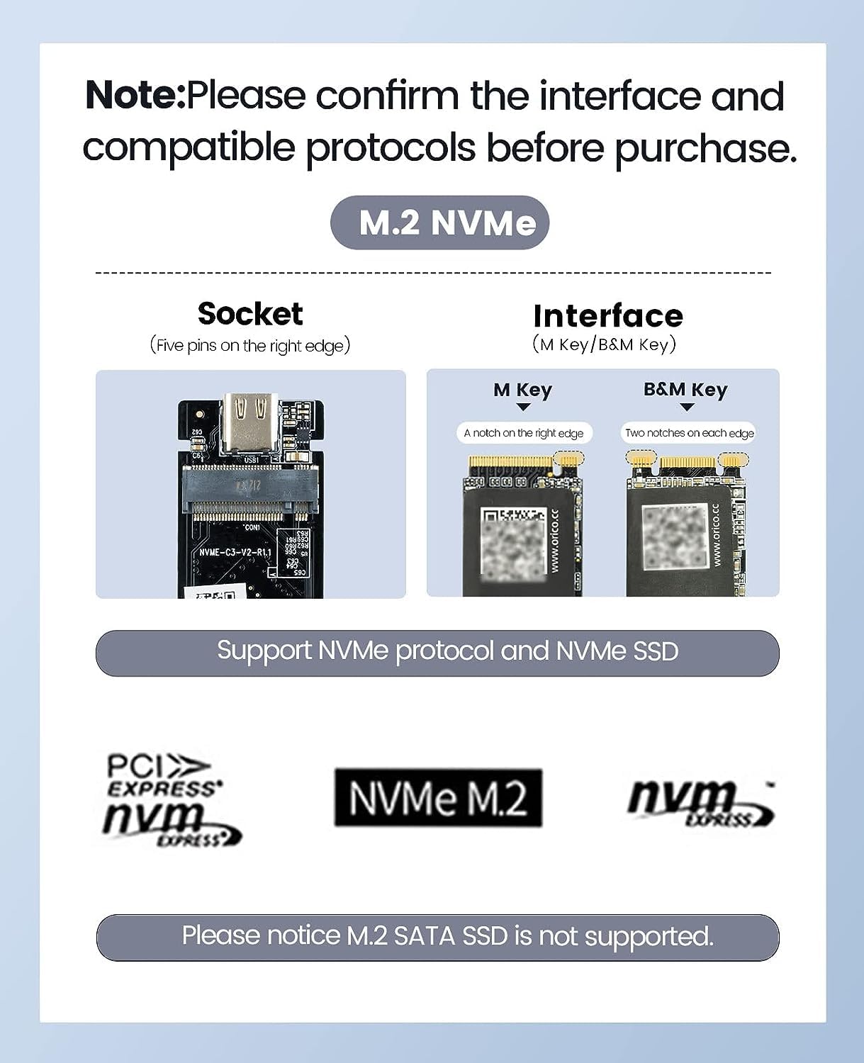 ORICO M.2 NVMe SSD-Geh?use,PCIe USB 4.0, 40Gbps,Type-C auf M-Key (B+M Key) Festplattengeh?use, Aluminium Festplatten-Adapter unterst¨¹tzt 2280, UASP, und Thunderbolt 3/4 USB3.2/3.1/3.0 / Typ-C