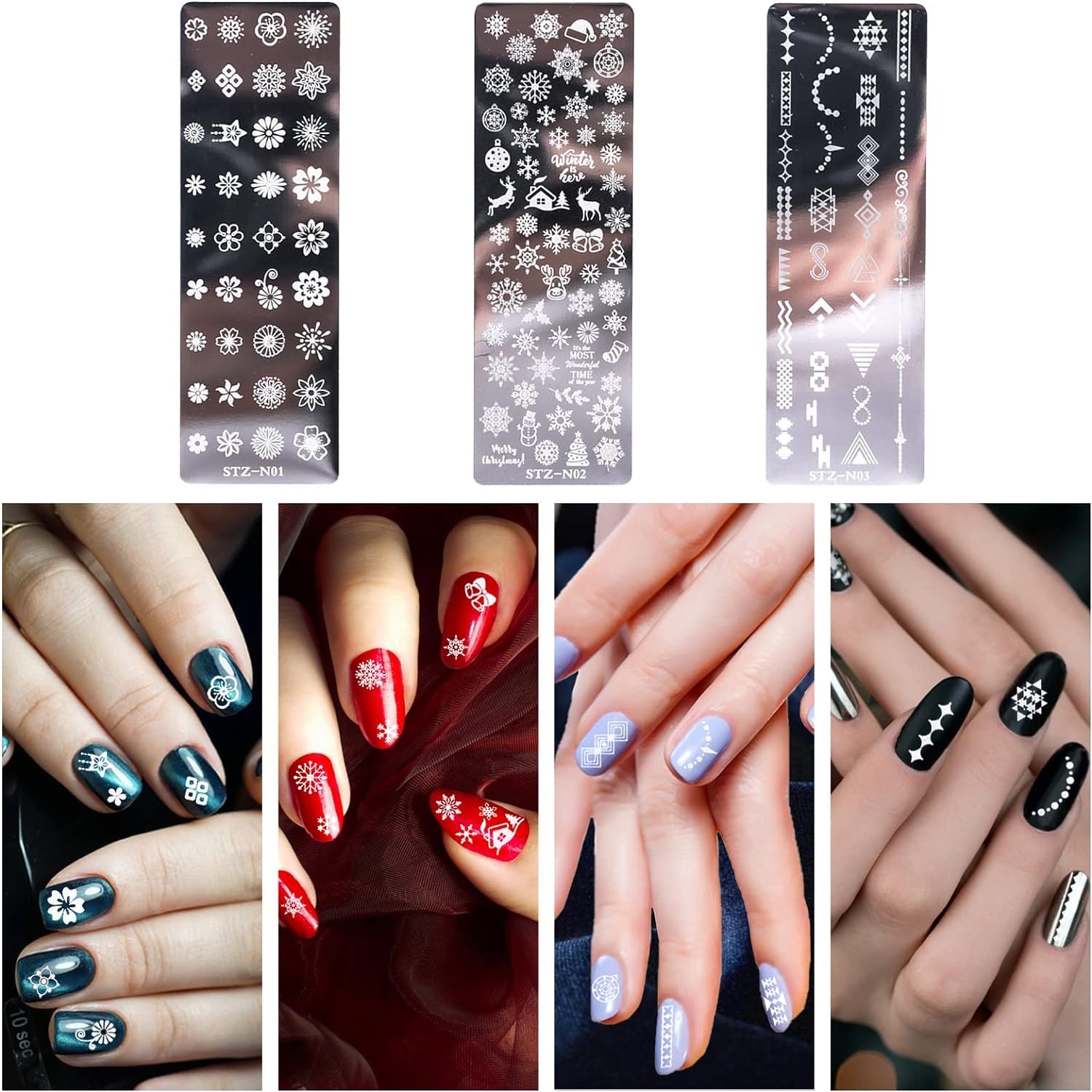 Kit de Estampado de Uñas 8 Pcs Placas Estampacion Stamping Uñas