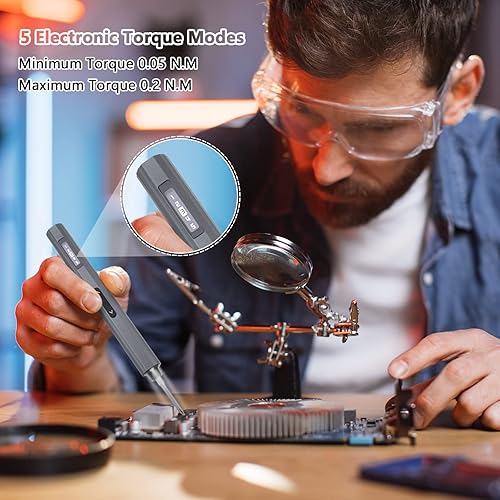 Miniatura 2 de Juego de destornilladores de precisión, par de 5 engranajes, mini destornillador eléctrico con pantalla OLED, juego de destornilladores pequeños