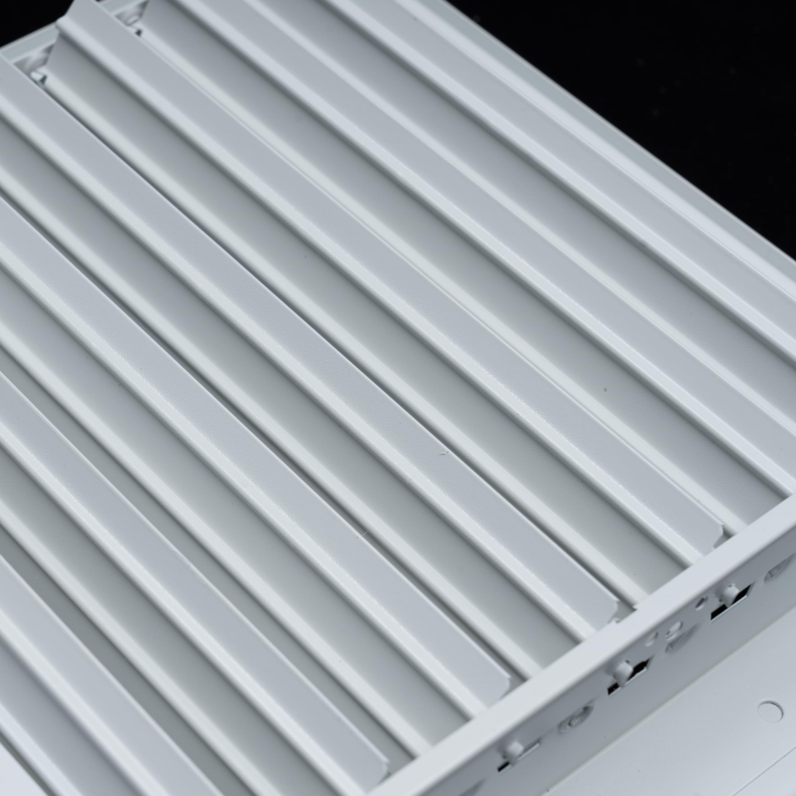 Handua 25,4 x 15,2 cm (l x H) [ouverture du conduit] Grille d'alimentation en air réglable en aluminium sur 3 voies | Grille d'aération pour paroi latérale et plafond | Blanc | Dimensions extérieures