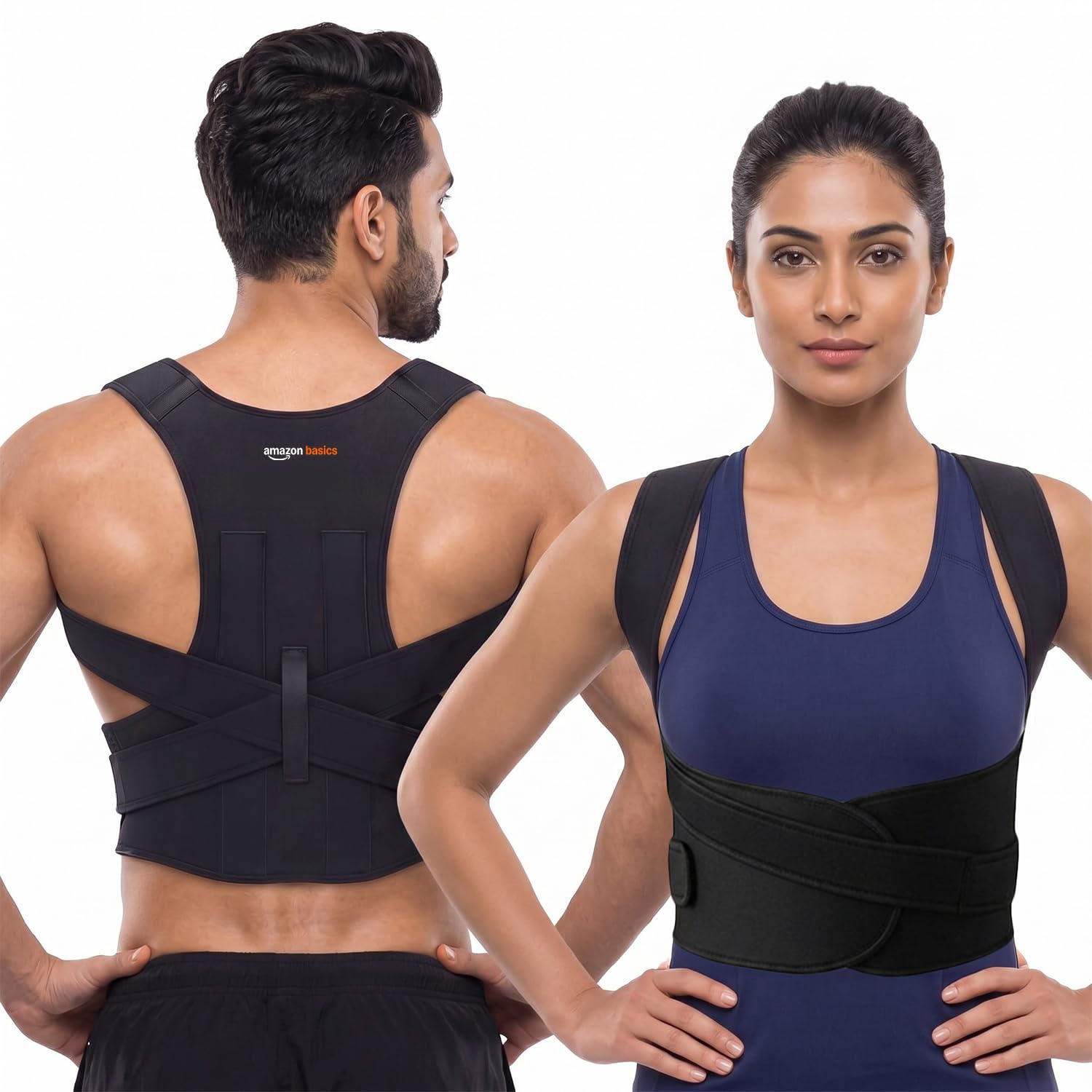 Amazon Basics Posture Corrector Support Belt | Adjustable Back & Shoulder Support for Improved Posture | Breathable & Lightweight Design | Men & Women | Medium-picture-27