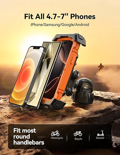 Miniatura 7 de JOYROOM Soporte de teléfono para bicicleta, doble anti vibración refuerzo mejorado 2025 Soporte de teléfono celular para bicicleta, accesorios de