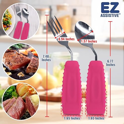 Miniatura 6 de Juego de utensilios con peso adaptable Cuchara y tenedor para temblores de manos, Parkinson, ancianos y artritis Utensilios de alimentación