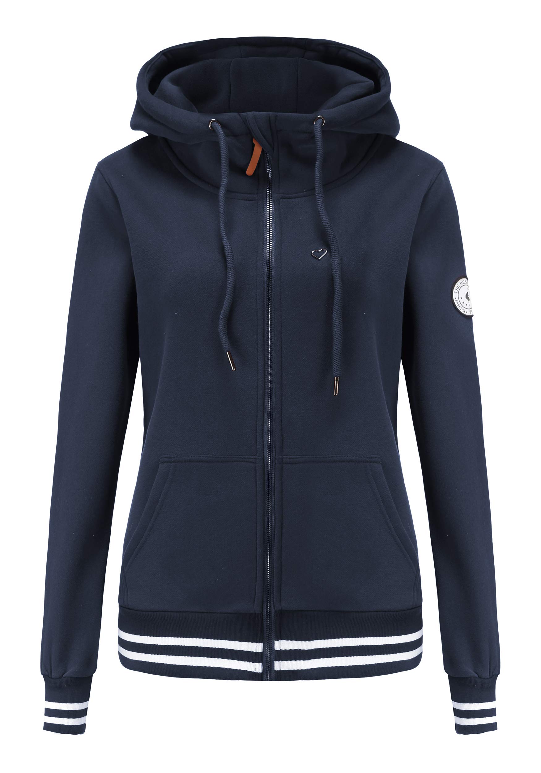 TrendiMax Sweat à Capuche Femmes avec Poches Manches Longues Manteau Femme Hiver Zippé Col Montant Hoodie Femme Chaude Douce Confortable