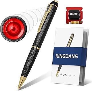 64GB Hidden Camera Pen, 2023 Spy Camera with 300 mins Long Battery Life, Mini Spy Camera 1080P, Small Hidden Security Cam, Nanny Cam for Business, Meeting, Learning, Portable & Rechargeable
