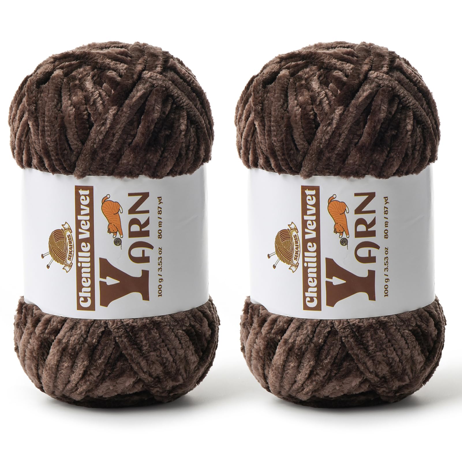 Chenille Crochet Coffee Yarn 2 Pack