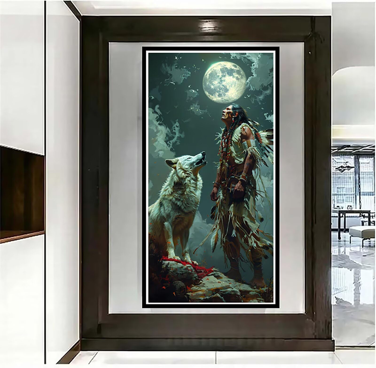 Dipingere con i Numeri Adulti indiani, Dipingere con i Numeri Luna, Fai da te Paint by Numbers per Principianti, Hobby Creativi Adulti, Painting by Numbers per Decorazioni Casa Regalo 70x140cm 5-4787