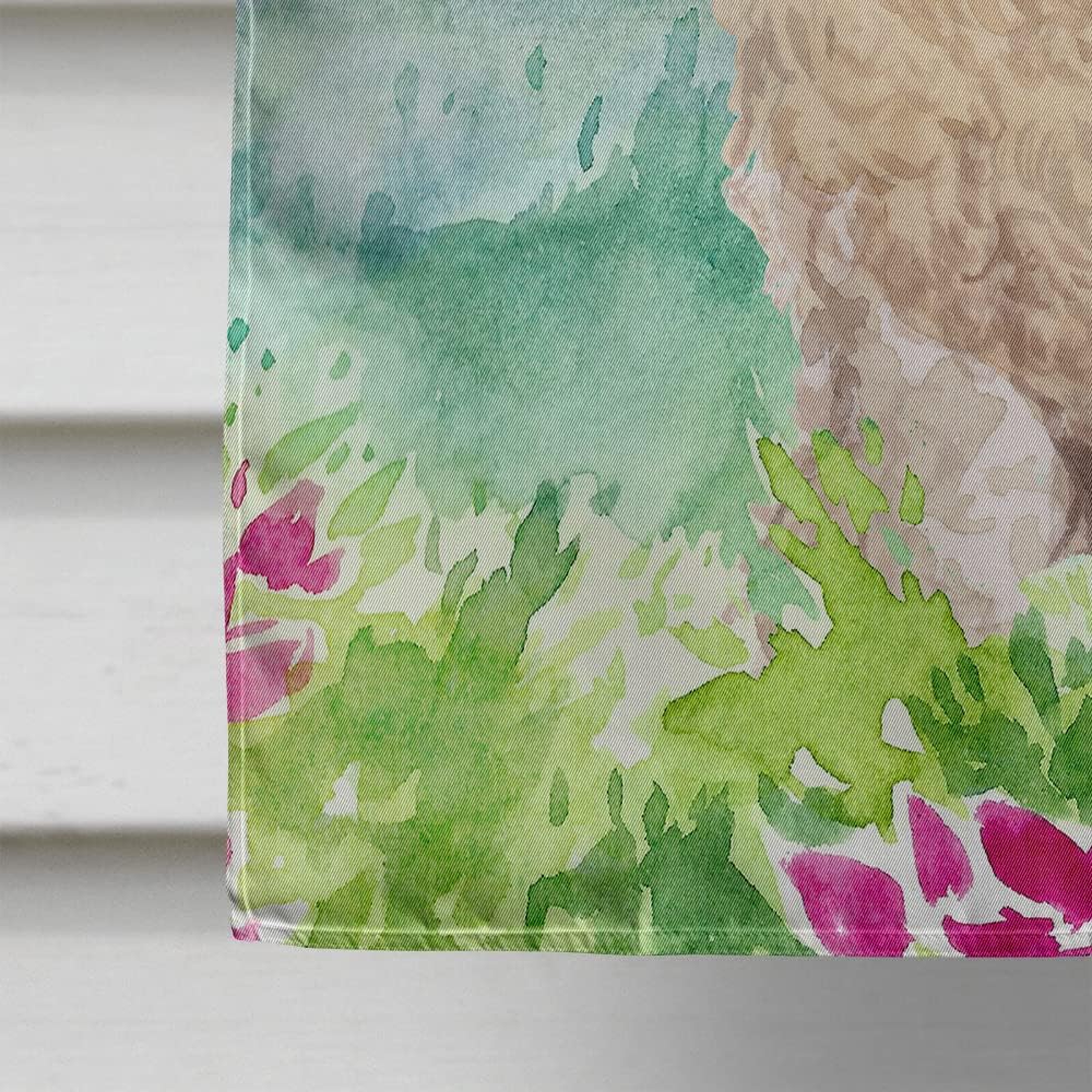 Caroline's Treasures CK1984CHF Mountian Flowers Goldendoodle House Flag Large Porch Sleeve Pole Decorative Outside Yard Banner Artwork Wall Hanging, Polyester, House Size, Multicolor