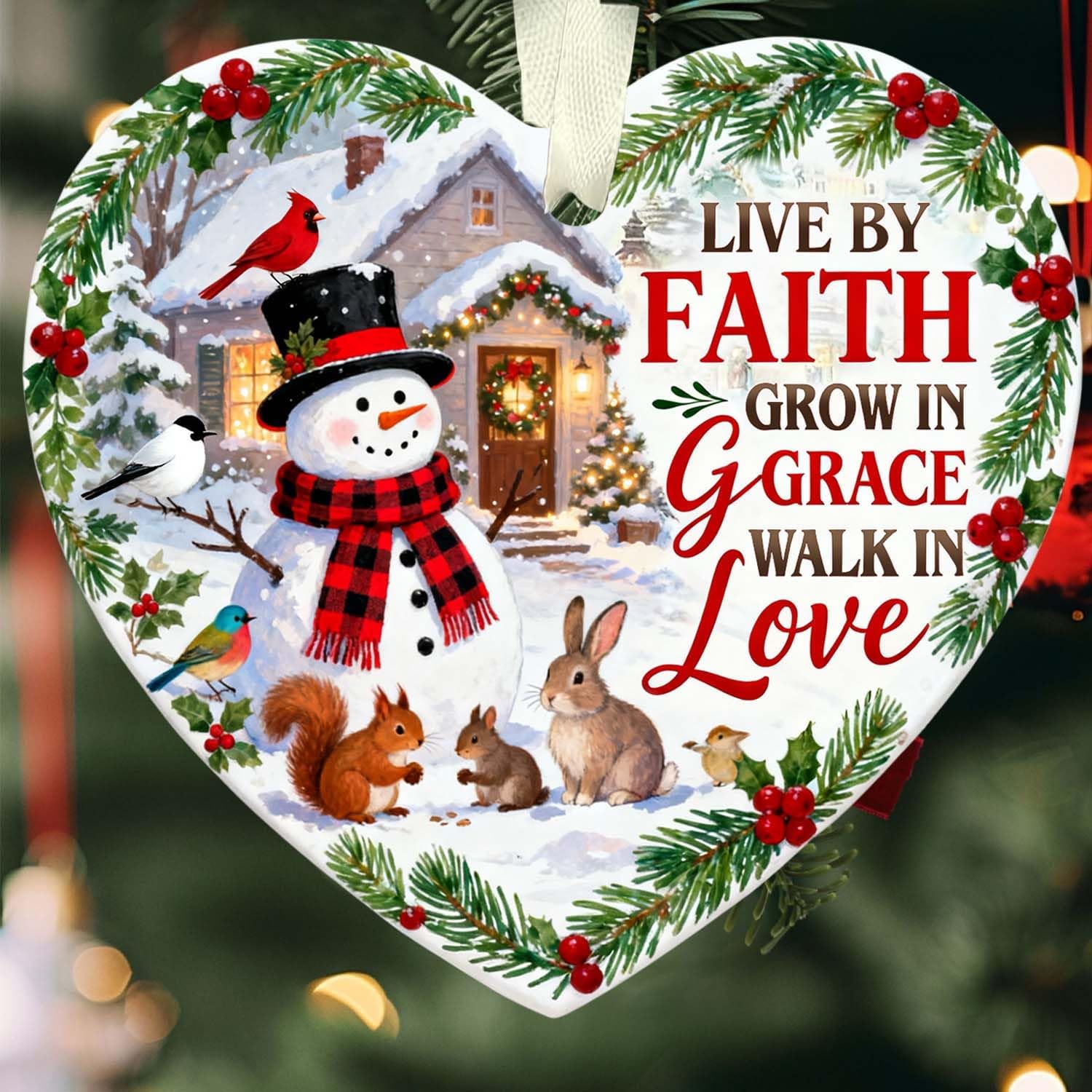 Unsttna Inspirational Snowman Ceramic Ornament - A Faithful Keepsake Gift