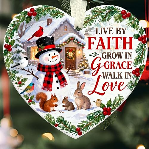 Unsttna Inspirational Snowman Ceramic Ornament - A Faithful Keepsake Gift