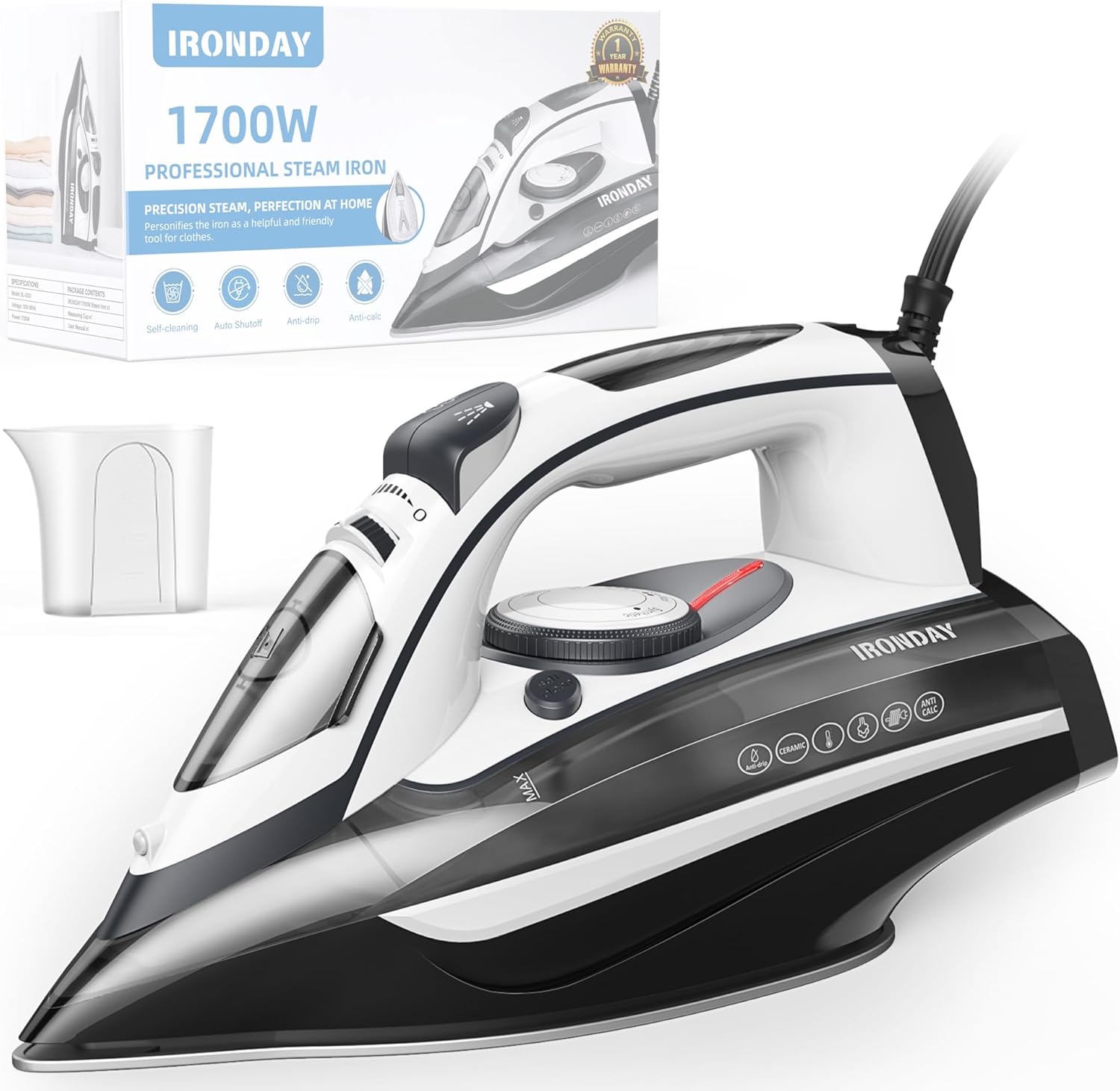Steam Iron for Clothes 20s Fast Heat-up