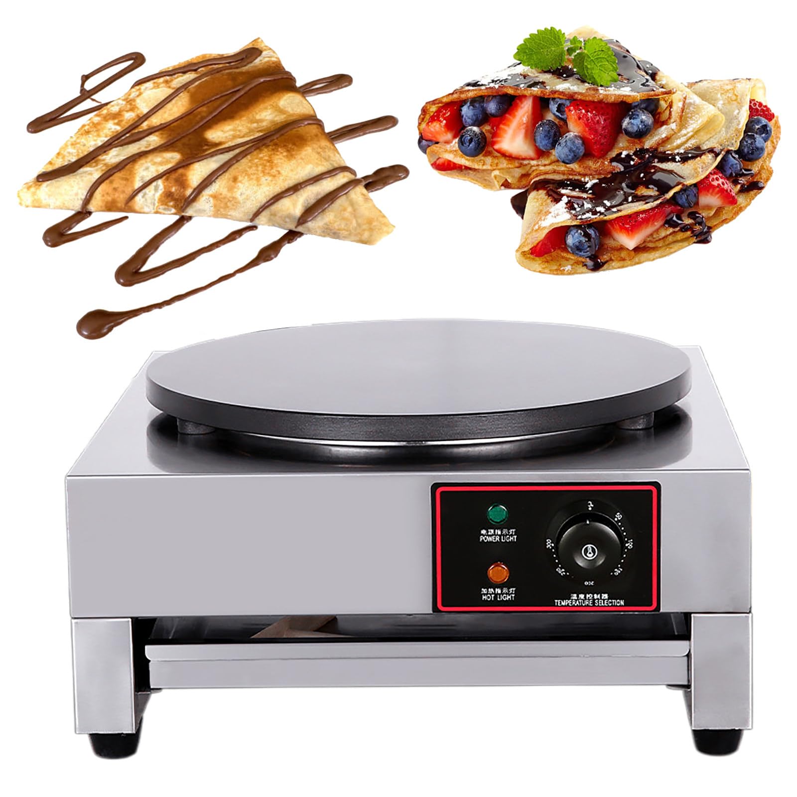 Eastnmythet Crepe Maker Nonstick, Pancake Maker 40cm, Crepe Pan Non Stick, Commercial Desktop Pancake Griddle Pancake Machine for Brunch,Electric