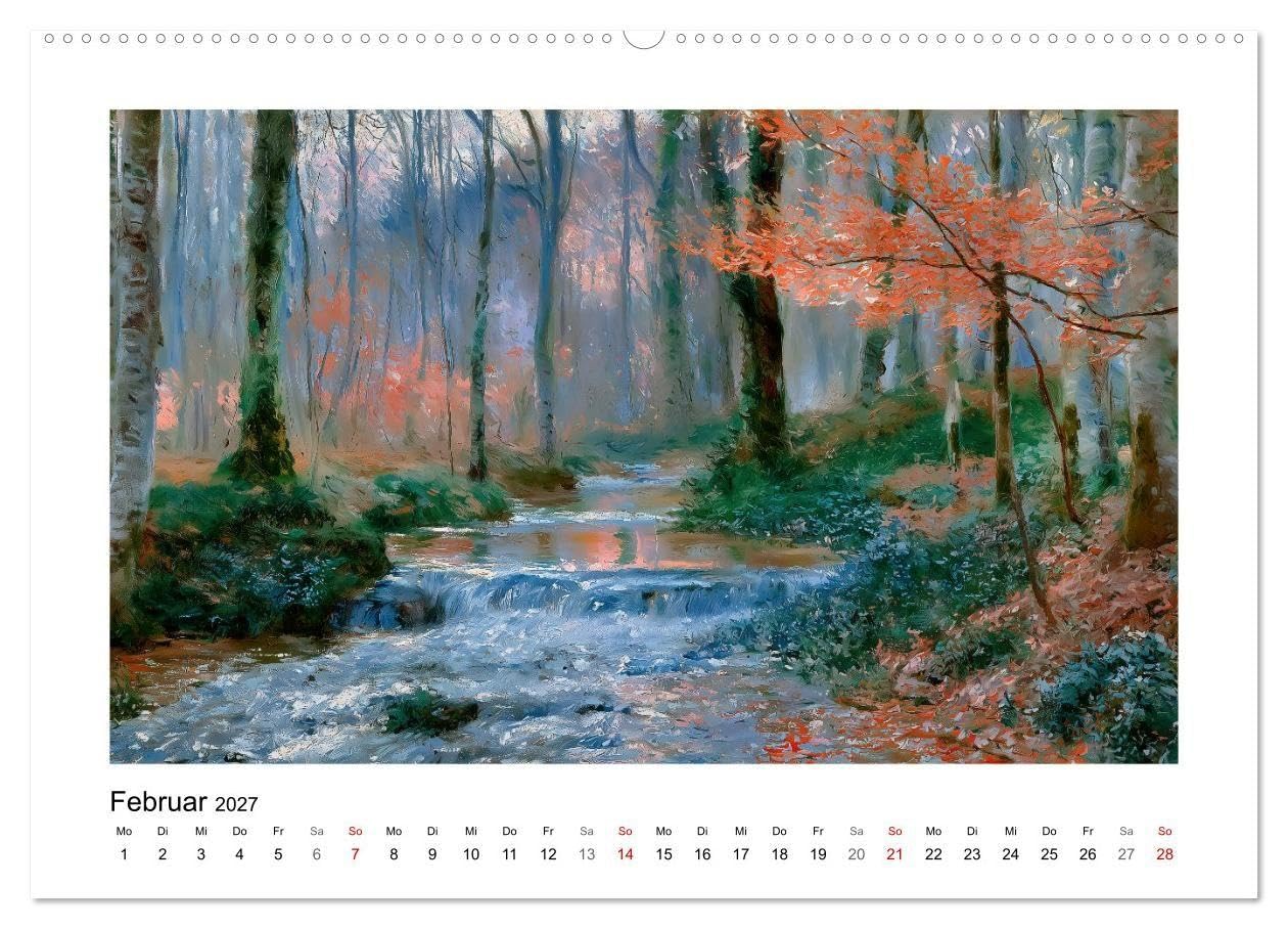 Poesie der Jahreszeiten (hochwertiger Premium Wandkalender 2027 DIN A2 quer), Kunstdruck in Hochglanz: KI-Kunst im impressionistischen Stil (CALVENDO Kunst)
