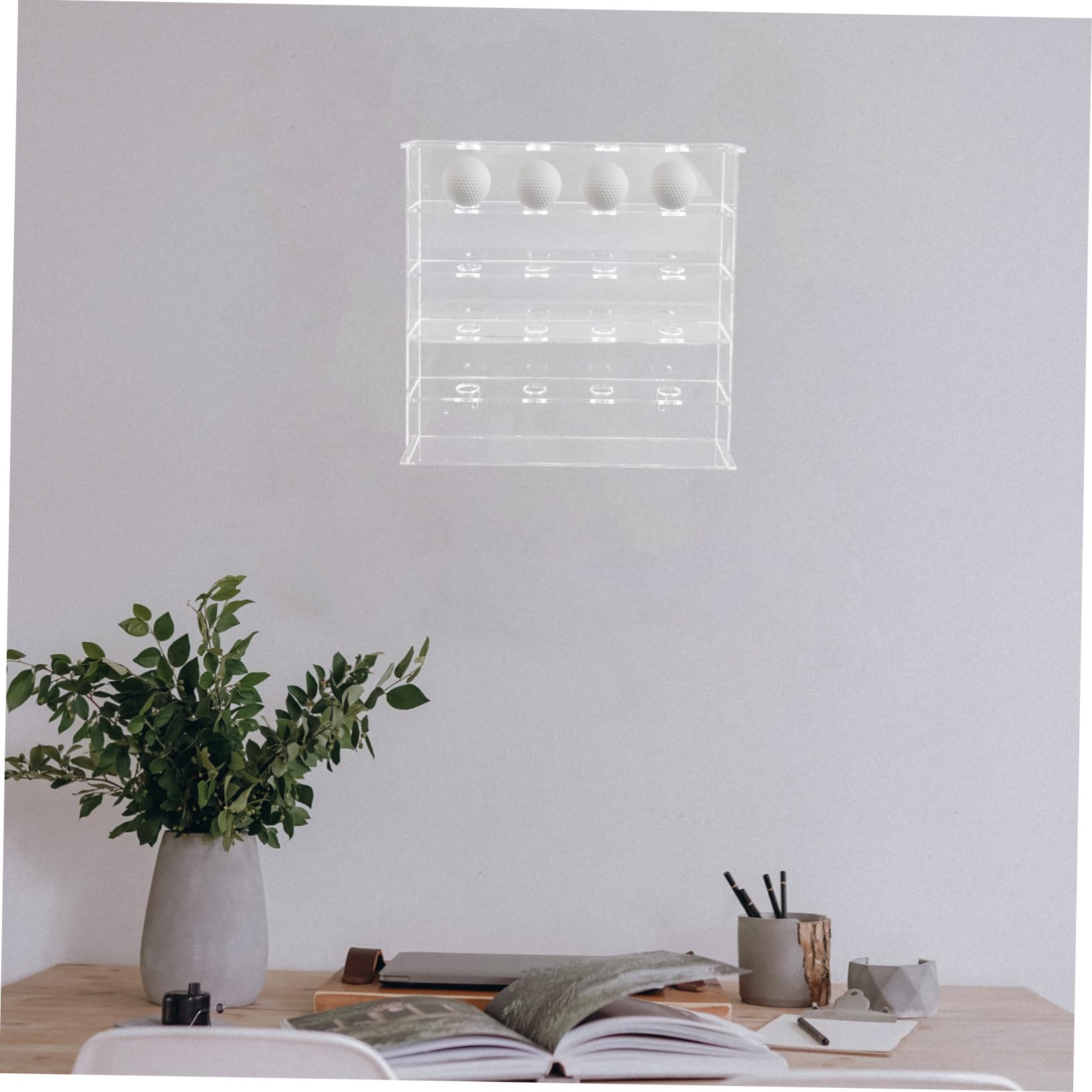 UKCOCO Expositor Acrílico Transparente para Bolas de Golf con Múltiples Compartimentos Diseño Pared para Almacenamiento y Protección de Colecciones Deportivas