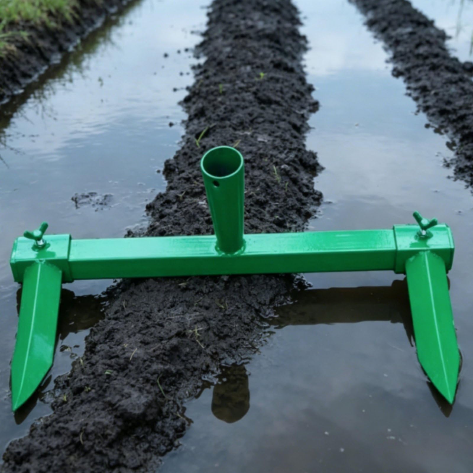 Gralara Solcatore Regolabile Multi-Punta Rincalzatore a Denti Multifunzione Coltivatore da Giardino per Contadini, Giardinieri, Campo, Orto, Rastrello Da Aratura A 5 Denti [Verde]