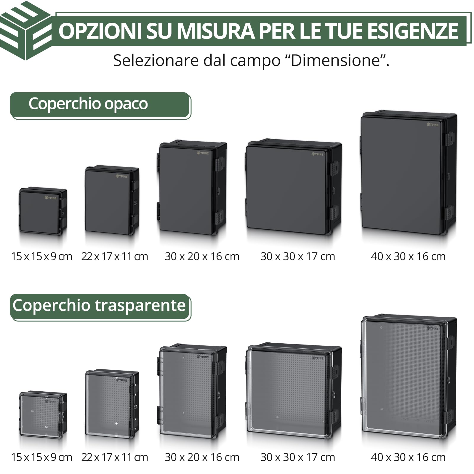 EYPINS Wodoszczelna skrzynka rozdzielcza IP67, puszka przyłączeniowa, wodoszczelna obudowa z tworzywa sztucznego ABS, na zewnątrz, skrzynka gniazdkowa z akcesoriami montażowymi, 40 x 30 x 16 cm |
