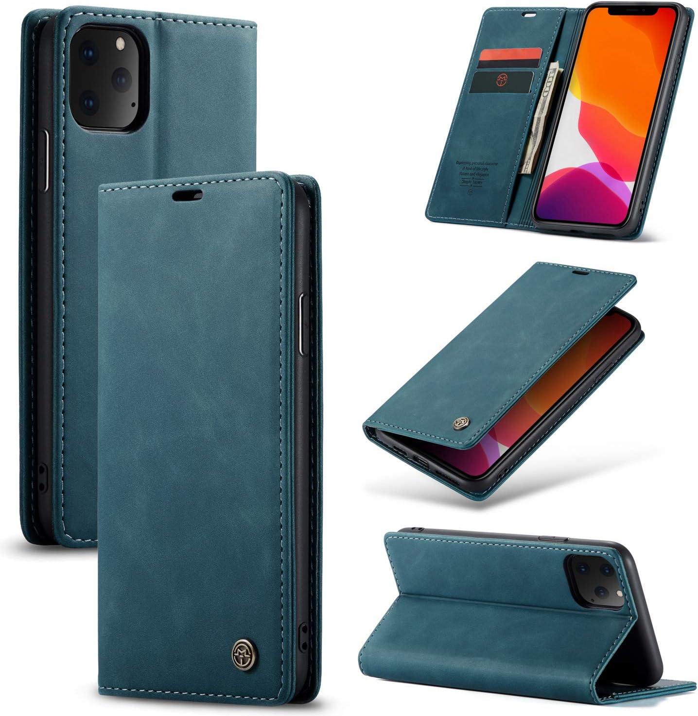 BOUNCEBACK® Apple iPhone 11 Pro Max Case Cover Leather Magnetic Flip Back Stand Case/Cover for Apple iPhone 11 Pro Max - Cool Blue