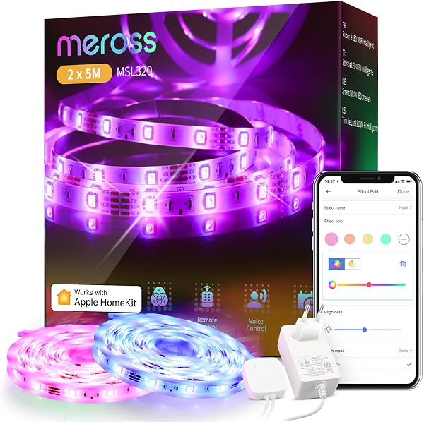 Smart LED Strip Lights Works with Apple HomeKit, WiFi Strip, Compatible with Siri, Alexa&Google and SmartThings, App Con