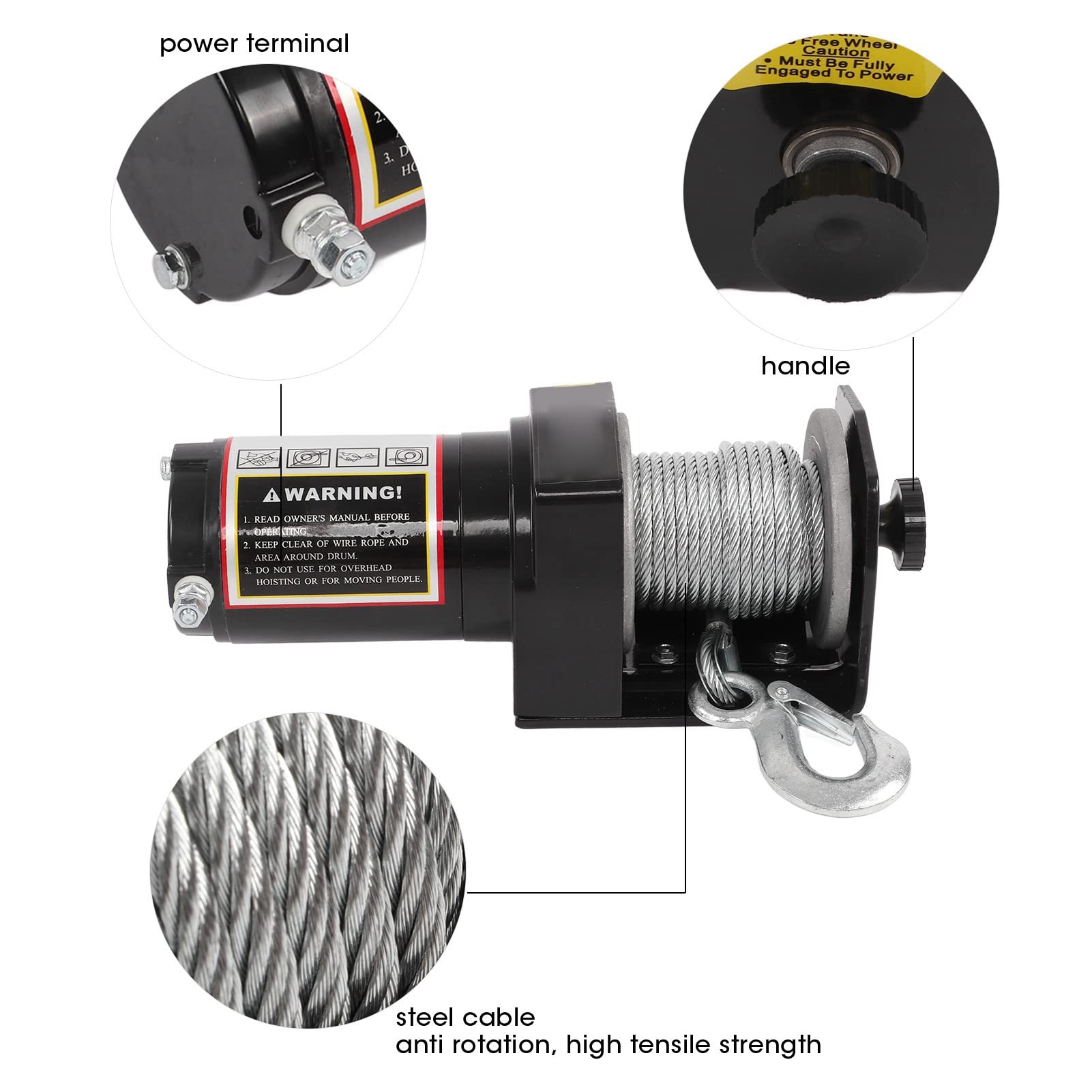 Wciąga Elektryczna Elektryczna z Pilotem Niski Hałas DC 12V 2500LB dla UTV Tow Winchelectric Winchpower Tow Winch12V Winch2500LB Winchelectric Power Winch
