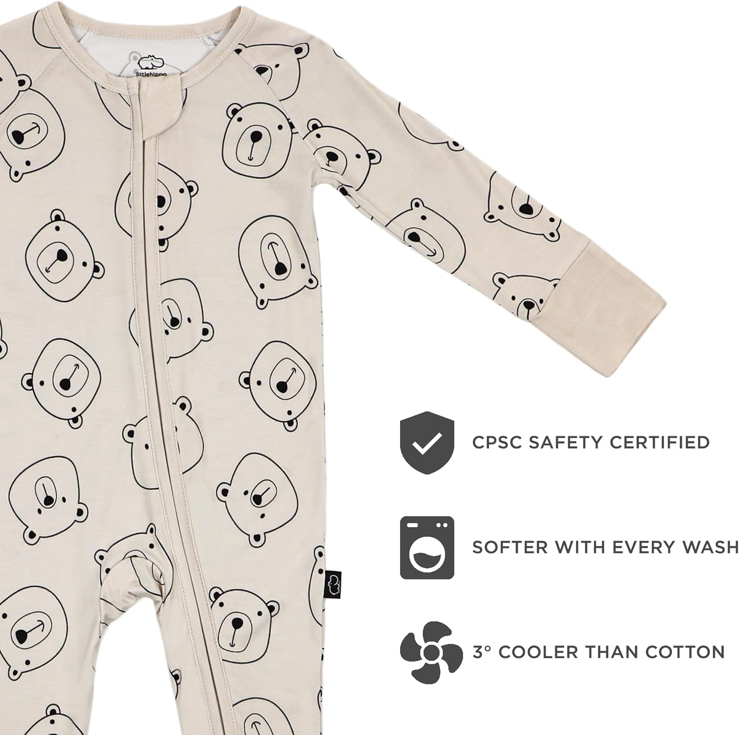 LittleHippo 2-Way Zipper Onesie Romper, Soft Spandex & Viscose from Bamboo One Piece Pajamas, Newborn, Baby Boys & Girls - Image 5
