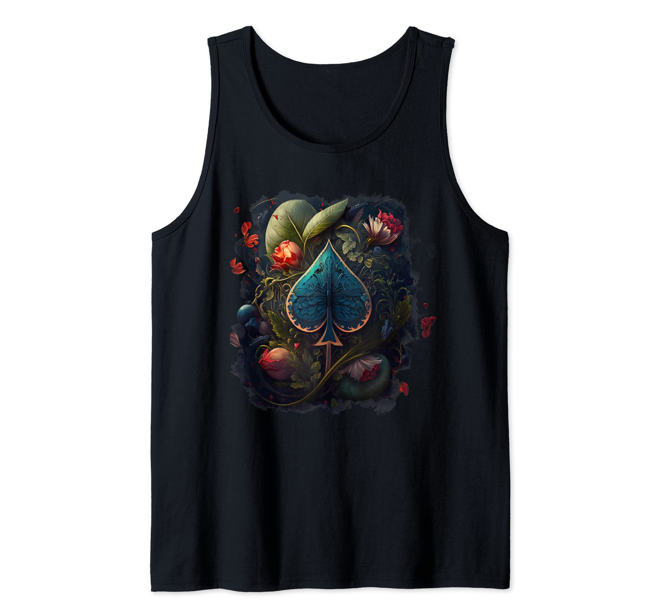 Flowery Ace of Spades Art - Cardistry - Magician Gift Tank Top