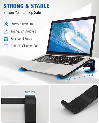 Miniatura 5 de Soporte ergonómico de aluminio para laptop, soporte robusto para MacBook, soporte para computadora compatible con MacBook Pro AirDellHP de 12, 13.3,