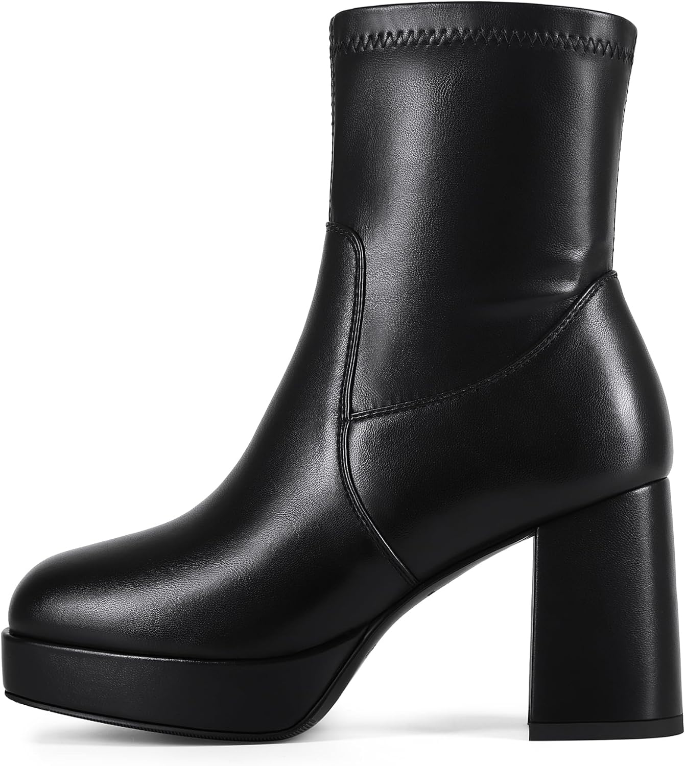 Square Toe Boots for Women Stretch Booties Ankle Boots Platform Chunky Boots Ladies - Image 4