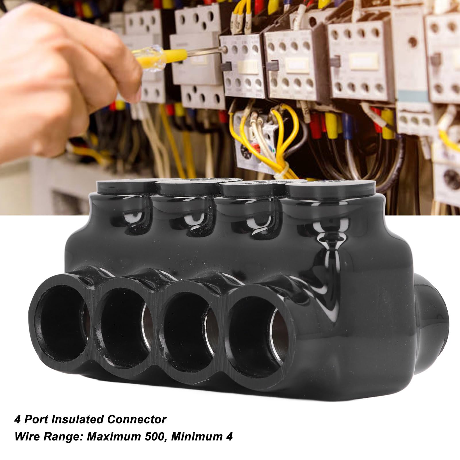 Connecteur isolé à 4 Ports Connecteur D'épissure D'alimentation Multi-câbles à Double Entrée pour Fil de Cuivre en Aluminium Connecteurs de Câble Noirs pour Fil de Cuivre en