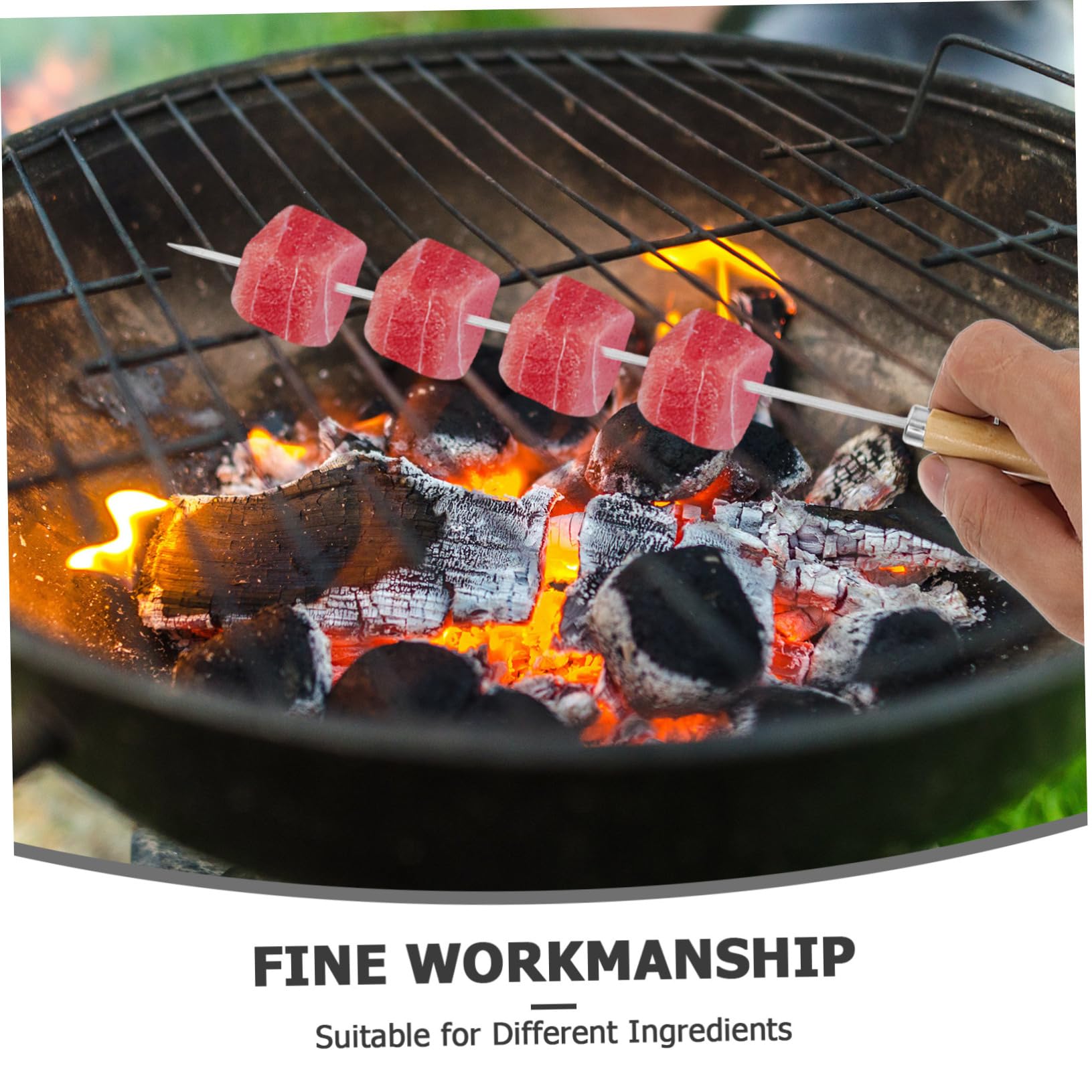 Gatuida 50pezzi Spiedini per Barbecue in Acciaio Inox per Grigliate Manici in Legno Antiscivolo Include Spiedini Rotondi e Piatti Quantità Generosa per Carne Pollo Gamberetti e Verdure
