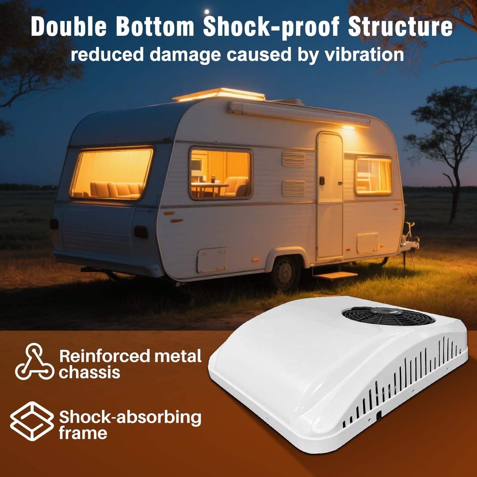 Aria Condizionata per Camper 12V/24V Portatile | Climatizzatore con Pompa di Calore e Telecomando | Ultra Silenzioso, Ideale per Roulotte e Van | Risparmio Energetico(24V)