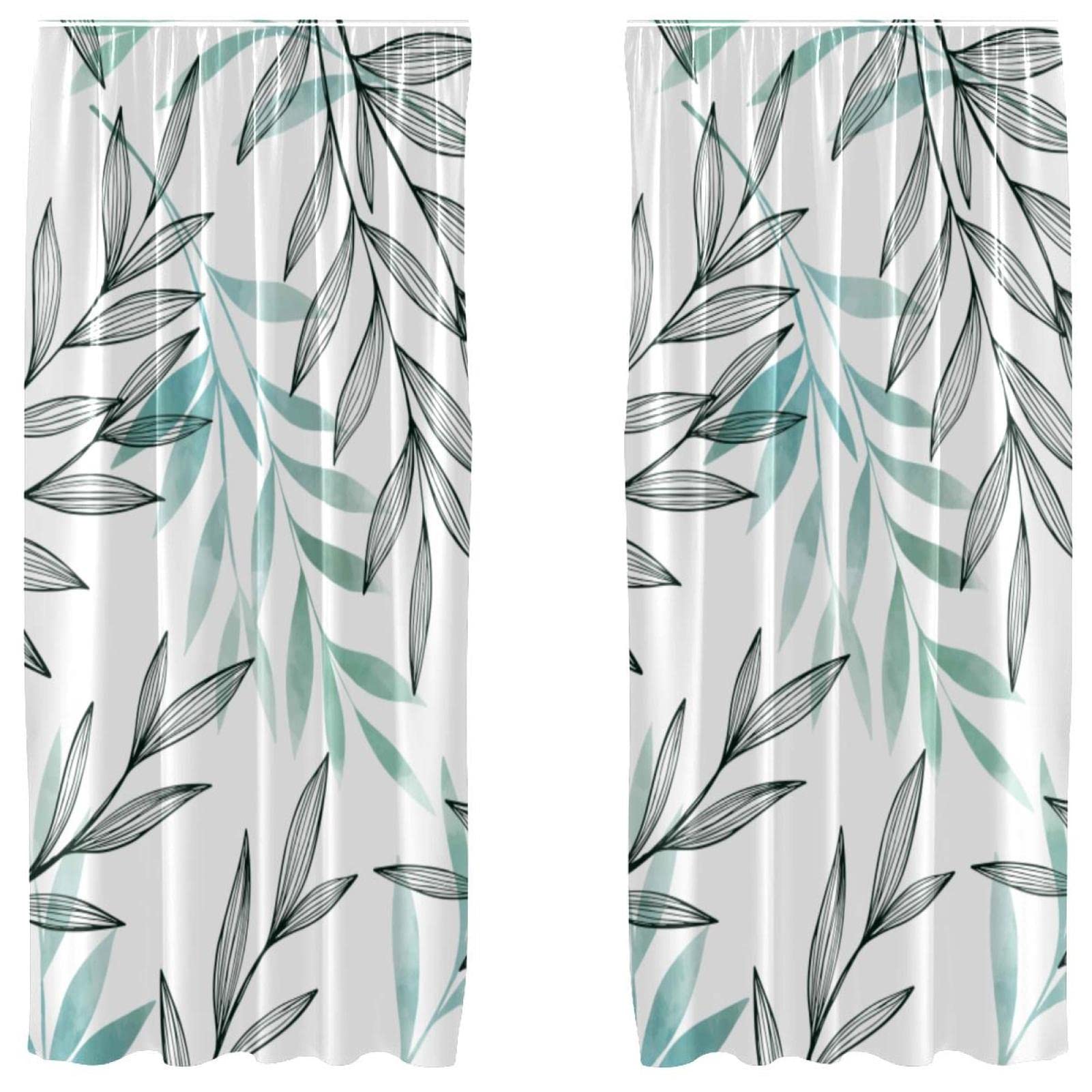 Rideaux feuilles grises et bleues 139,7x213,4 cm au tombé élégant