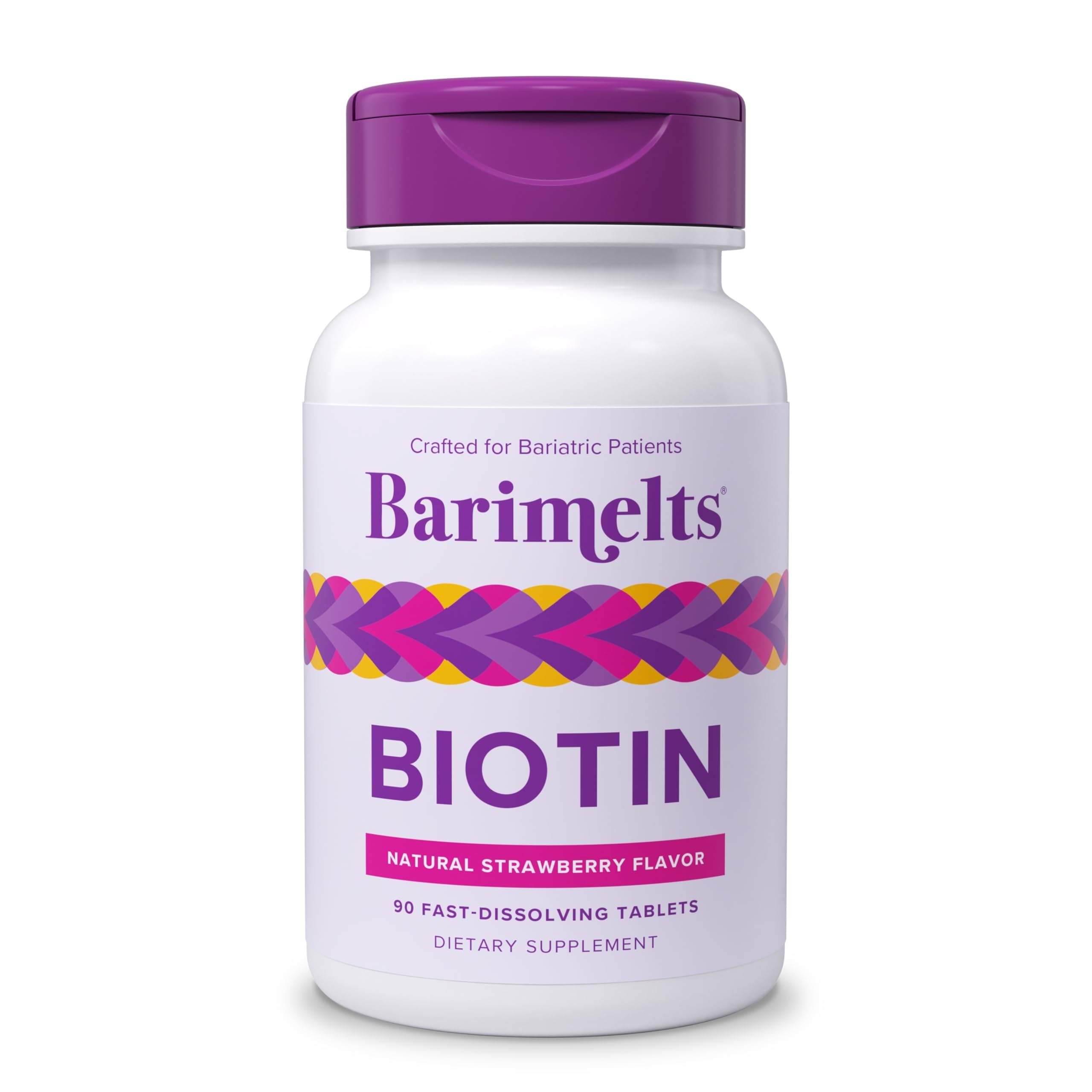 BariMelts Biotin 5000mcg, 90 Fast-Dissolving Tablets (3-Month Supply), Sugar-Free Bariatric Vitamins for Women, Natural Strawberry Flavor​