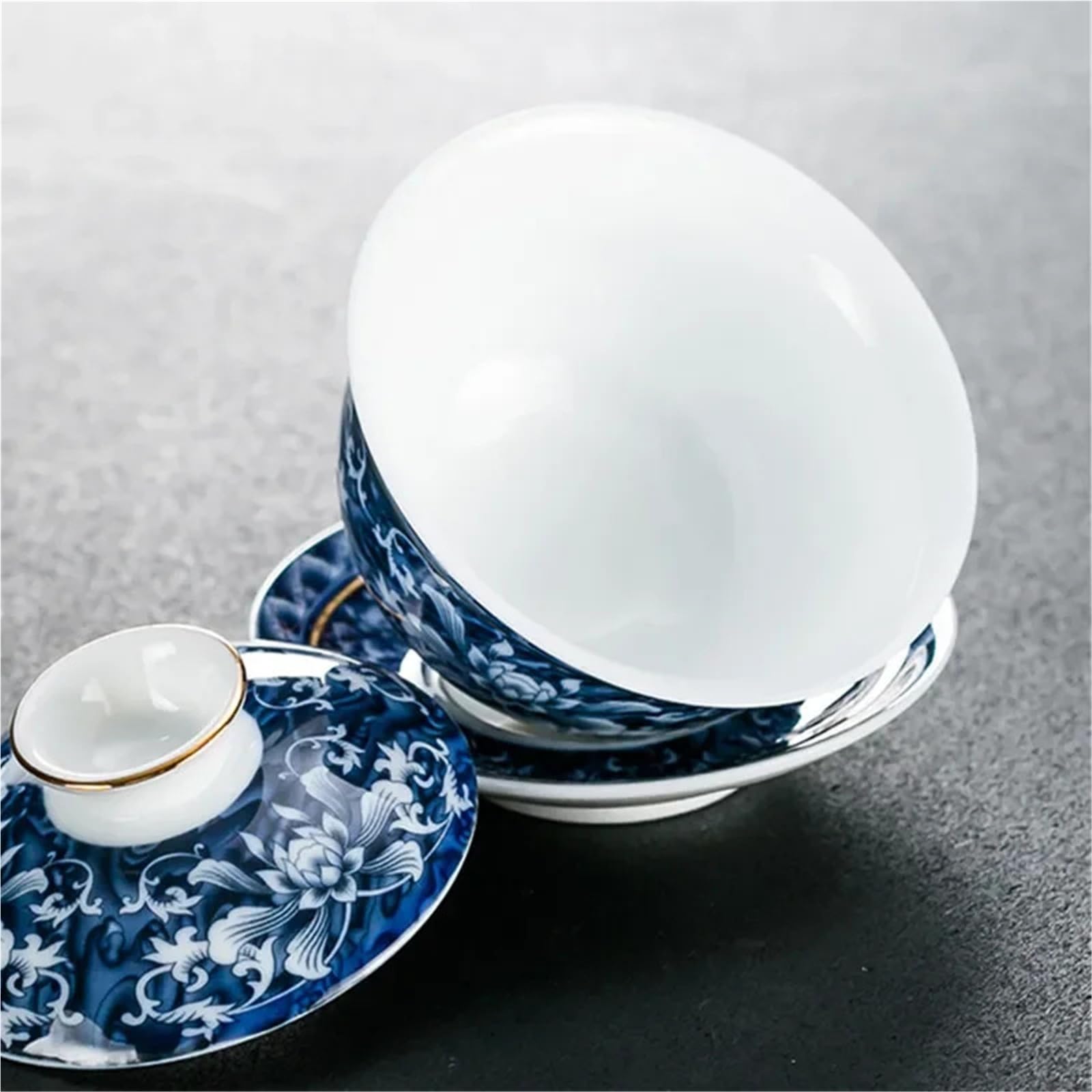 Jingdezhen - Taza infusora de té de porcelana azul y blanca, hecha a mano, taza de té de cerámica para viaje, portátil, juego de té para el hogar, 160 ml (A1)