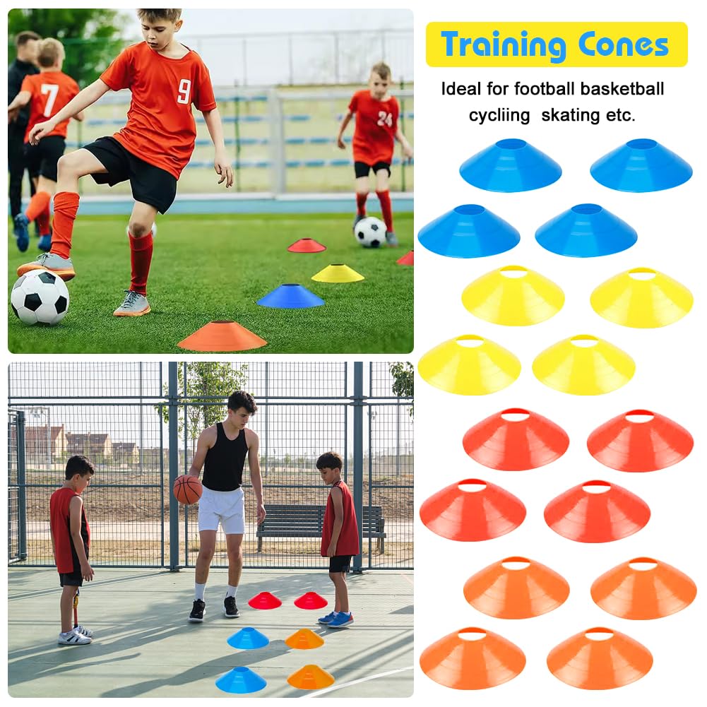 Fussball Trainingszubehör Kinder Koordinationsleiter Trainingsleiter, 6M Koordinationsleitern für fußball mit 16 Hütchen Trainingsset Equipment Zubehör Fußballtraining für Jungs Kinder