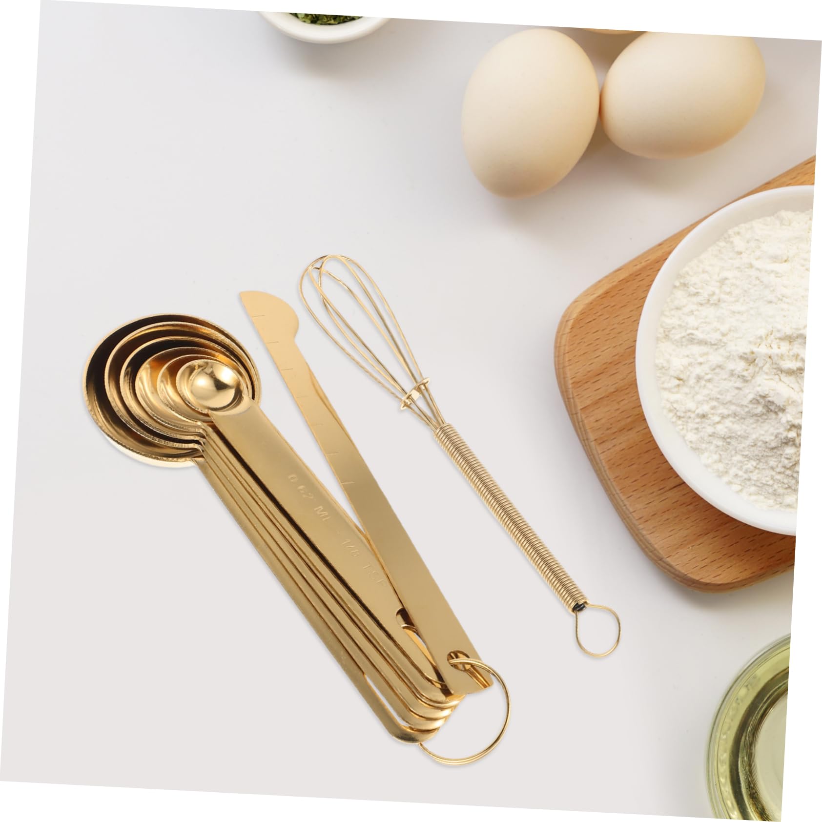 Cabilock 8 Pièces cuillère à mesurer en acier inoxydable Outils de cuisine tasses à mesurer de cuisine mesure en acier inoxydable cuillères soupe cuillères Doré