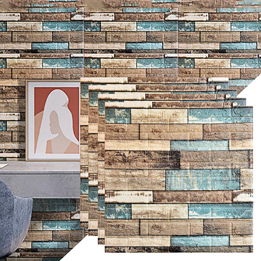 Carreaux effet brique auto-adhésifs imperméables et papier peint 3D à peindre en mousse