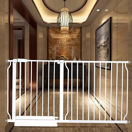 Extra Wide Baby Gate Dog Gate Pressure Mount White Black Metal Child Pet Gate Indoor Safety Gates for Stairs,Doorways,Kitchen and Living Room? (58