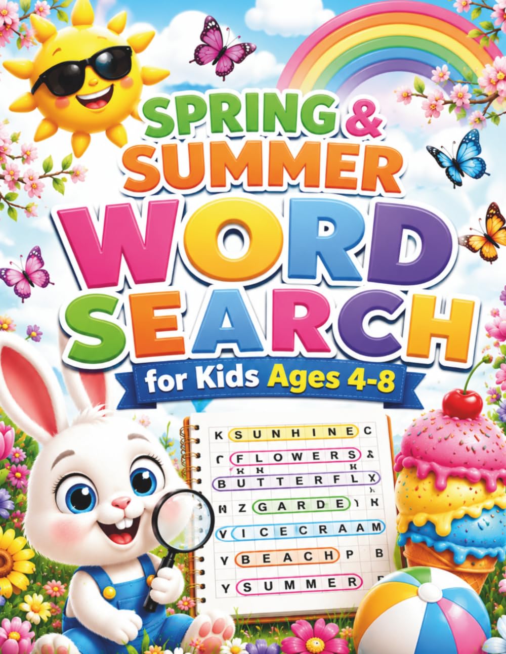 Spring & Summer Word Search for Kids Ages 4-8: 100 Easy Seasonal Puzzles with Spring, Summer, Easter, Valentine and Nature Words for Early Learners