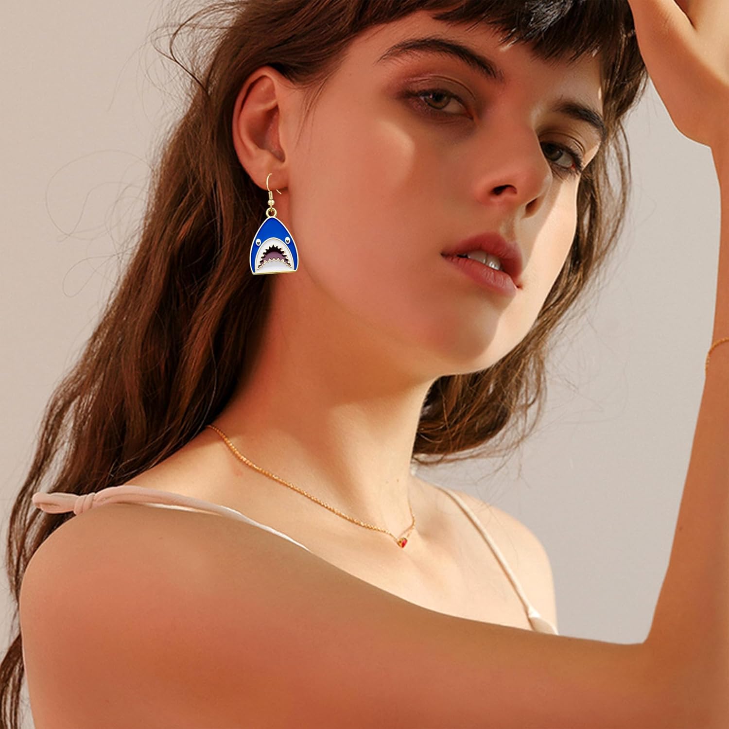 Statement Cartoon Sea Shark Drop Earrings for Women Ocean Animal Dangle Earrings Gifts for Women - Image 3