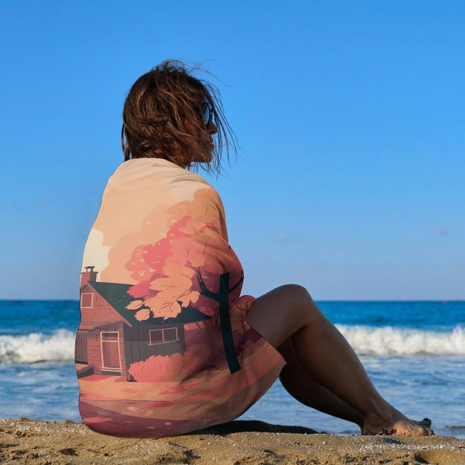 Swimming Towel, There is A House Printed Fashion Towel,Portable Towel,Durable Towel