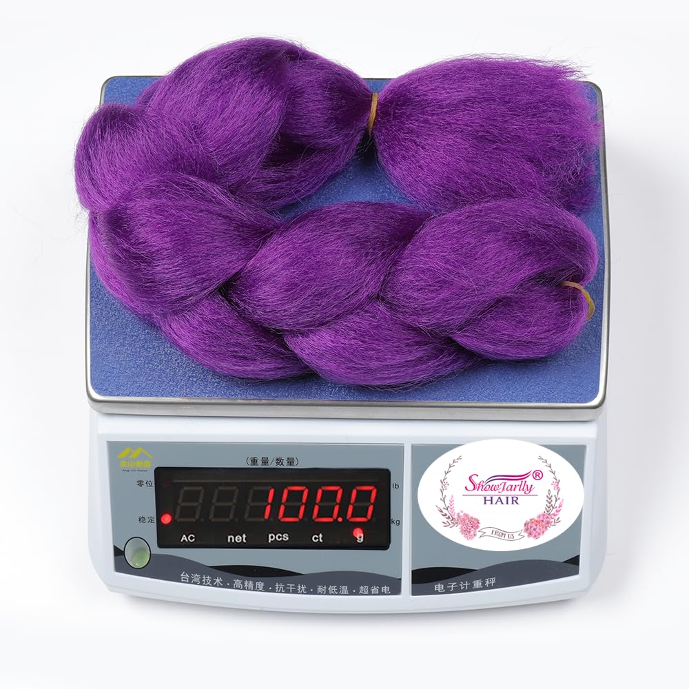 ShowJarlly Capelli per Treccine Africane Jumbo Treccia Capelli 24" Morbido Extension per Treccine Africane 1 Pack Treccine Africane Extension Capelli（Viola Scuro#）