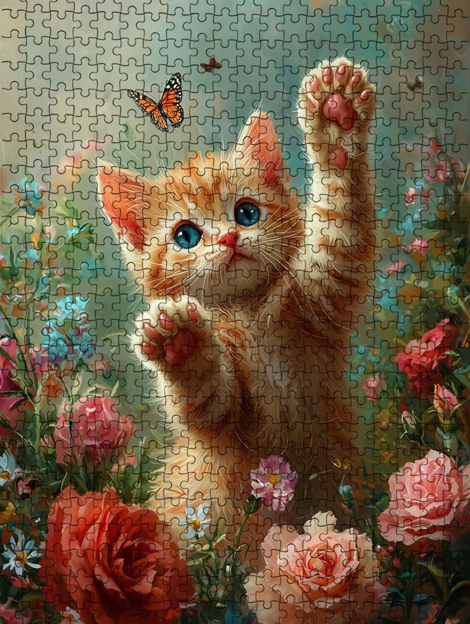 Puzzle 2000 sztuk, piwonia kot puzzle dla dorosłych 2000, drewniane puzzle, klasyczne gry edukacyjne, niemożliwe wyzwanie, gry i zajęcia rodzinne, prezent kreatywny DX0YL1-718