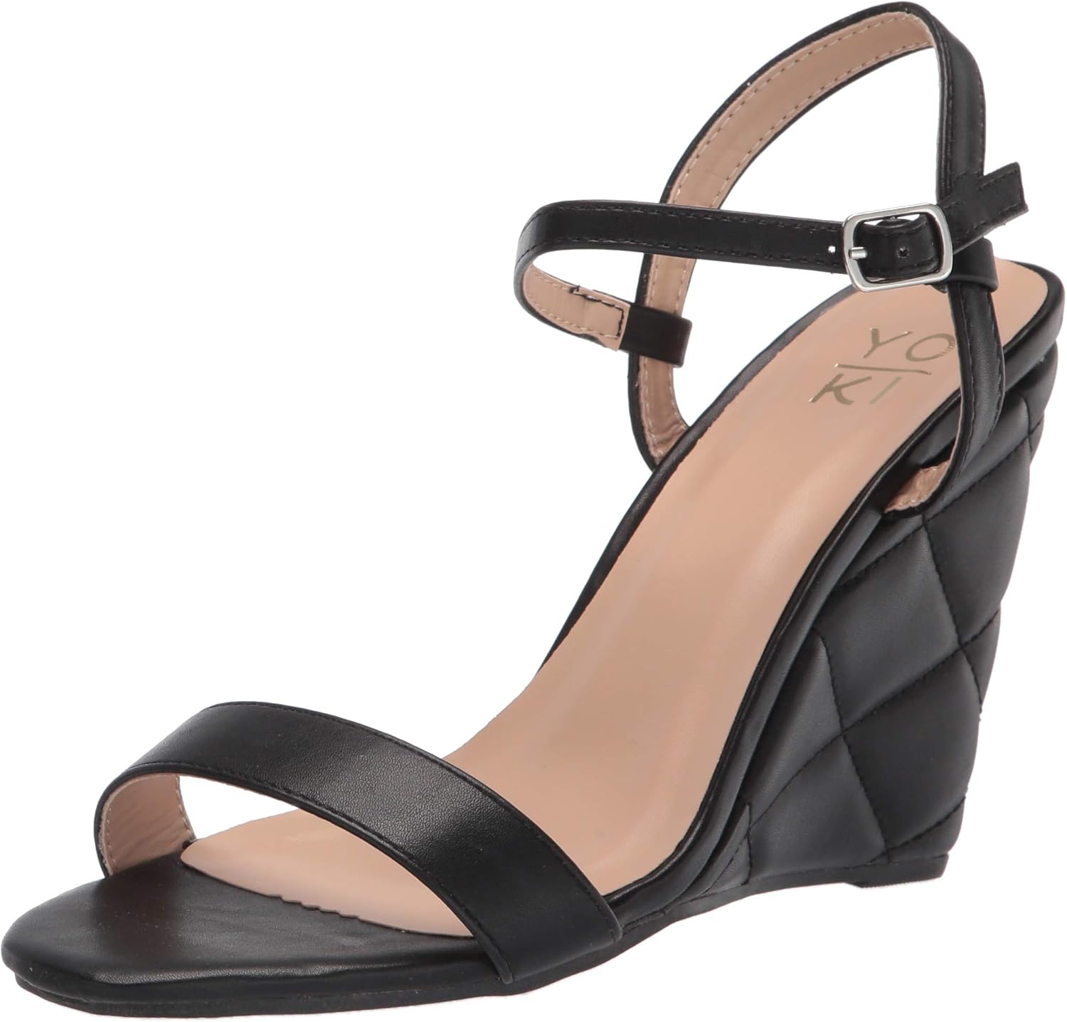 YOKI-DONYA-317 Women's Wedge Platform Heeled Sandal, Black, 7 M US