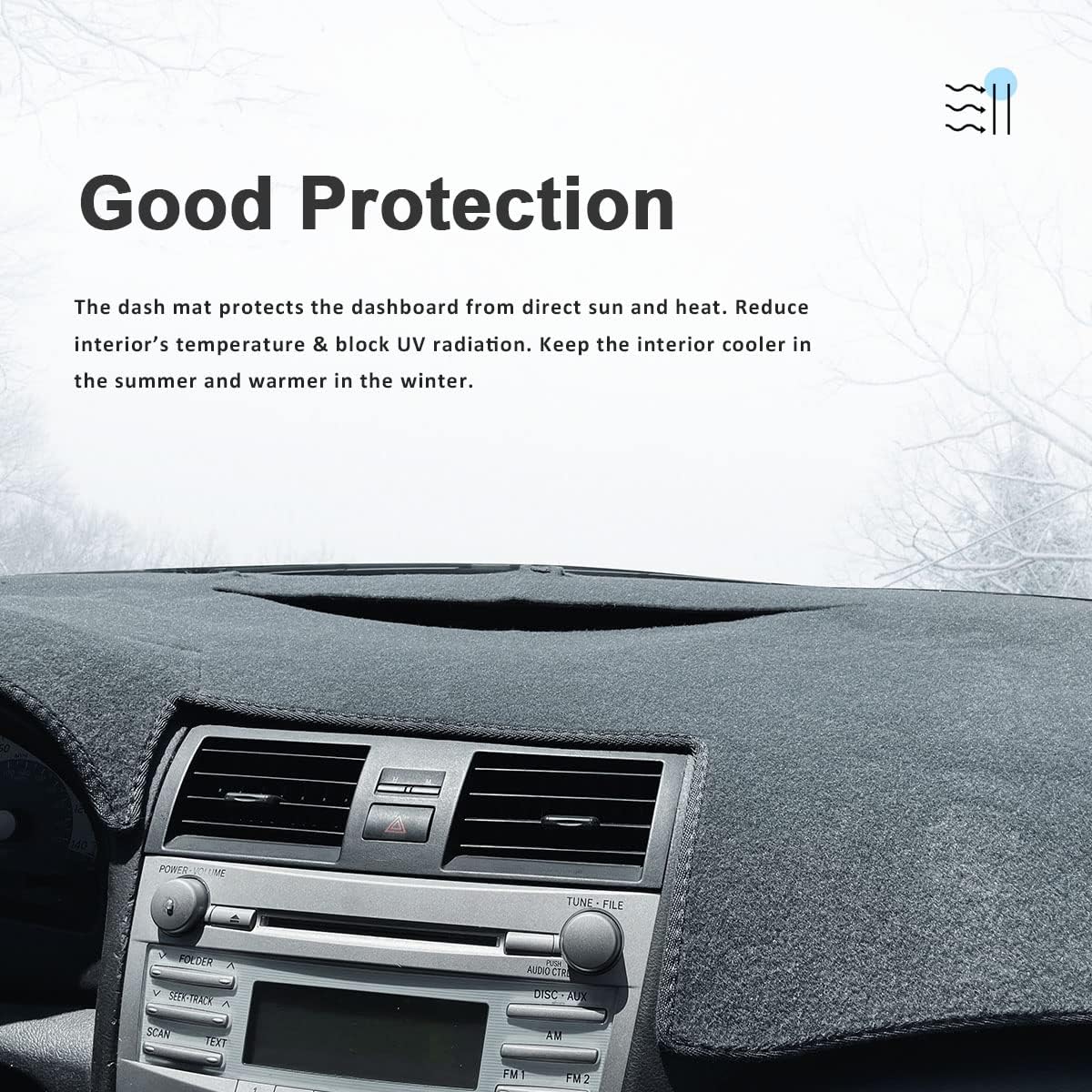 auovo Dashboard Cover Mat Compatible with Toyota Camry 2007-2011 Accessories Sunshade Protector Anti-Slip Dash Carpet Cover