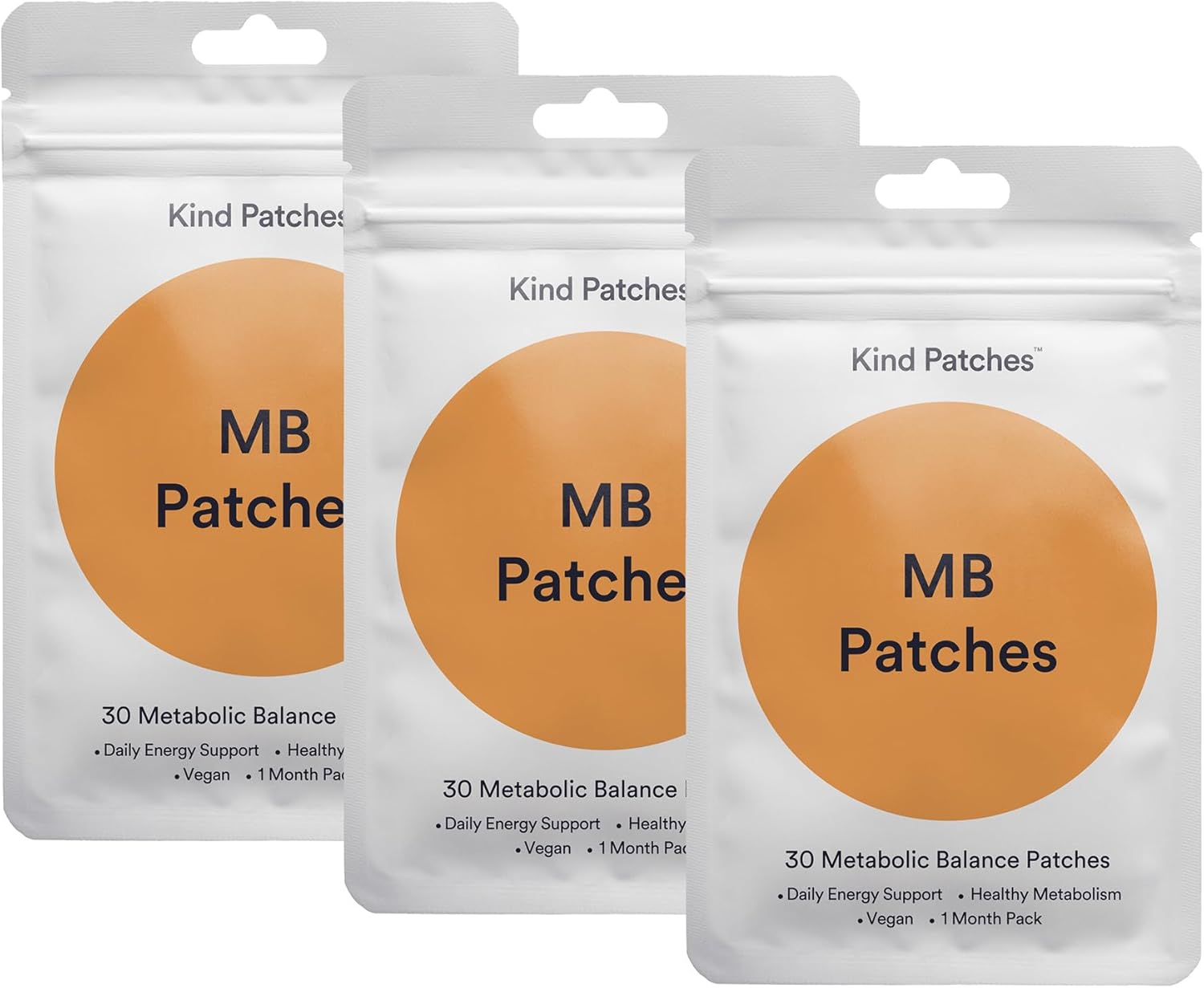 Kind Patches MB Patches with Orange Peel, Bitter Orange, Grapefruit, and Green Tea Extract - Vegan - 3 Pack, 90 Count