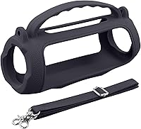 Vista 2 de Funda de silicona compatible con JBL Charge 5 Altavoz Bluetooth portátil impermeable (Cubierta de silicona negra)